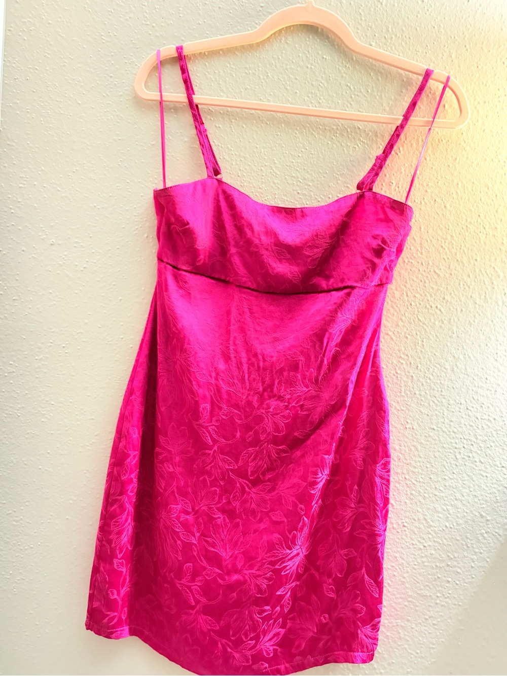 Fuchsia Floral Mini Dress with Spaghetti Straps